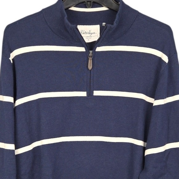 Walter Hagen Other - Walter Hagen 1/4 Zip Sweater Mens XL Navy Blue White Stripe Pullover‎ Golf NWOT